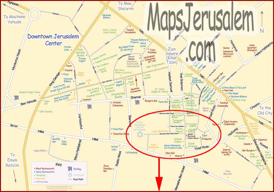 Downtown Jerusalem Map